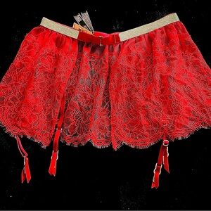 Sexy Red Garder Belt Skirt Foreplay